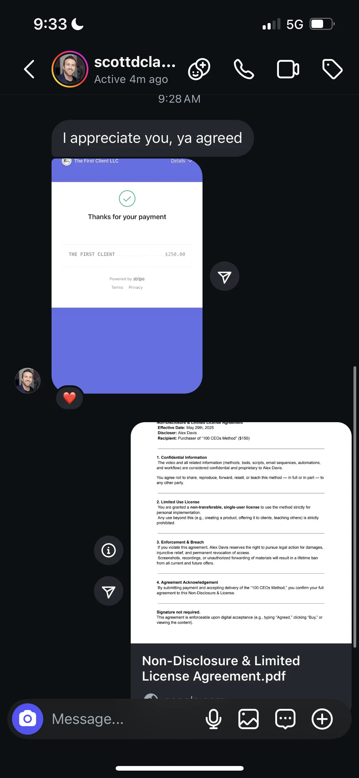 The method delivered under an NDA